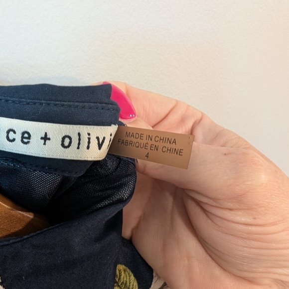 Alice + Olivia Floral Long Sleeve Dress - Navy and White - Picture 8 of 16